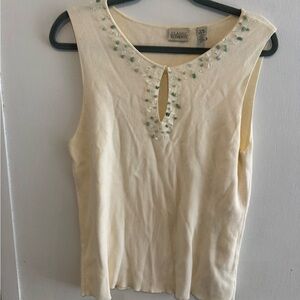 Classic Elements Cream Embellished Tank Top